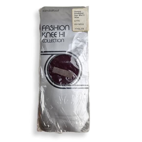 Vintage Wine Knee Hi Trouser Socks Sandal Foot By Sears 8 1/2-11 NEW 80s - Picture 1 of 4